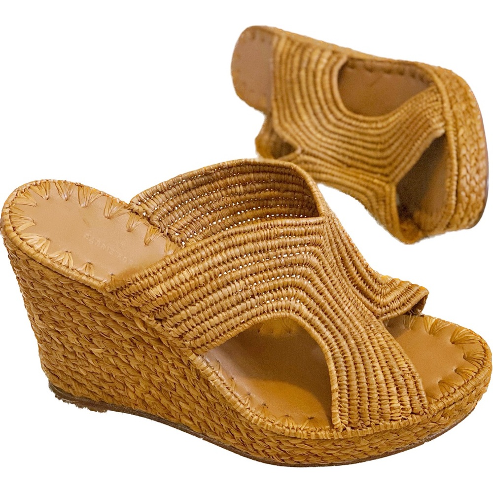 Carrie Forbes Raffia Slip On Wedges Congac 38